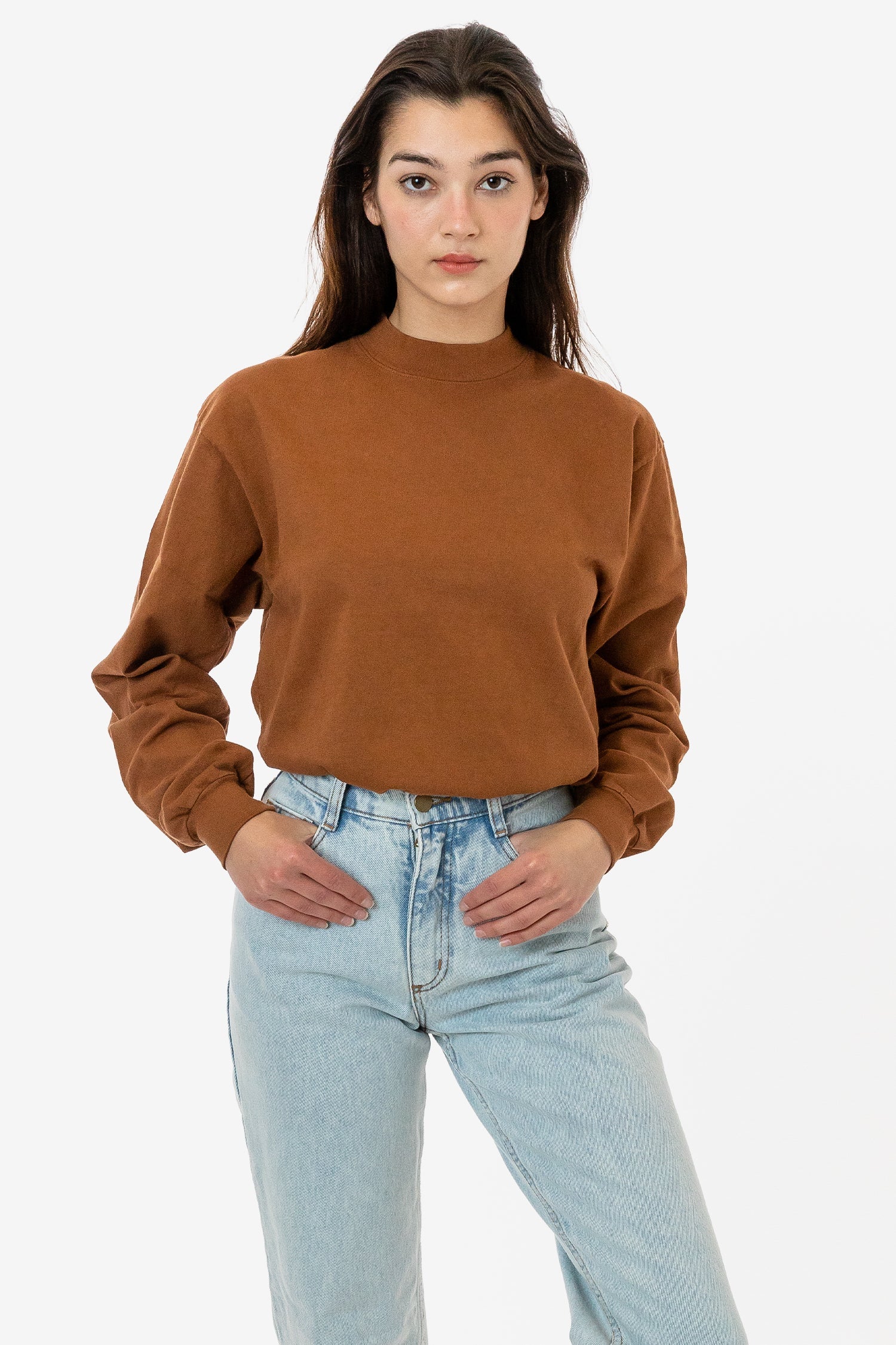 1406GD Unisex - Long Sleeve Garment Dye Mockneck T-Shirt - Image 3