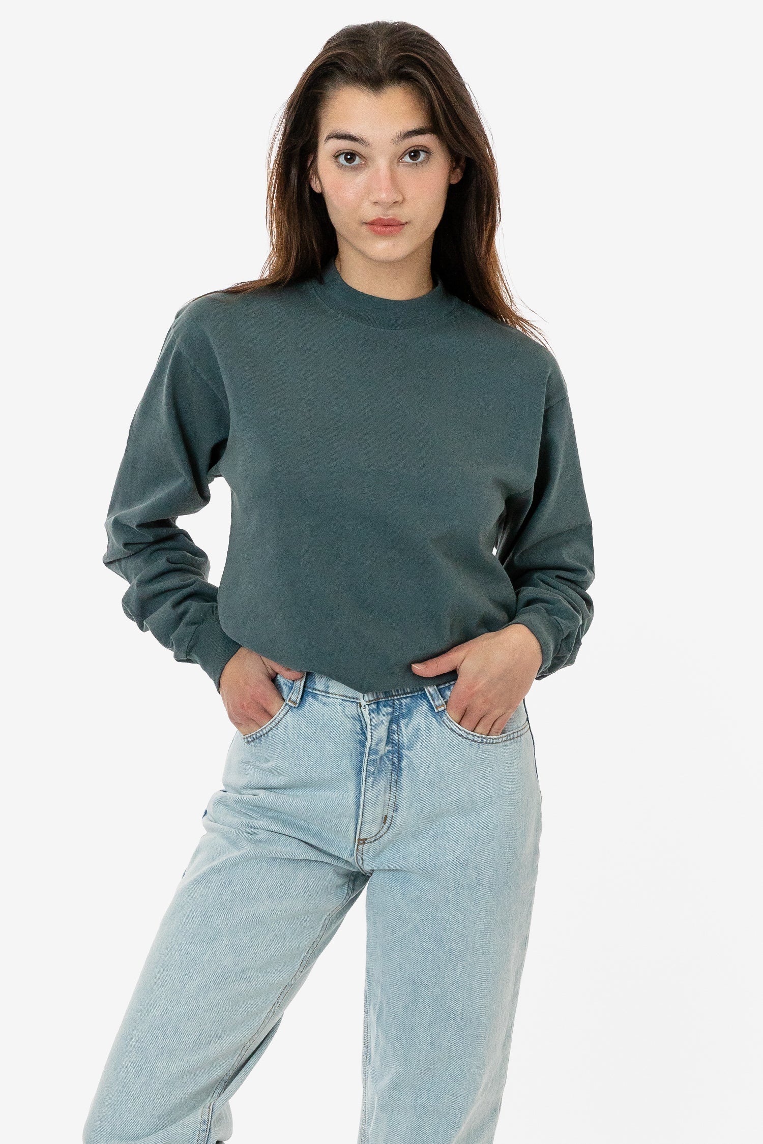 1406GD Unisex - Long Sleeve Garment Dye Mockneck T-Shirt - Image 6