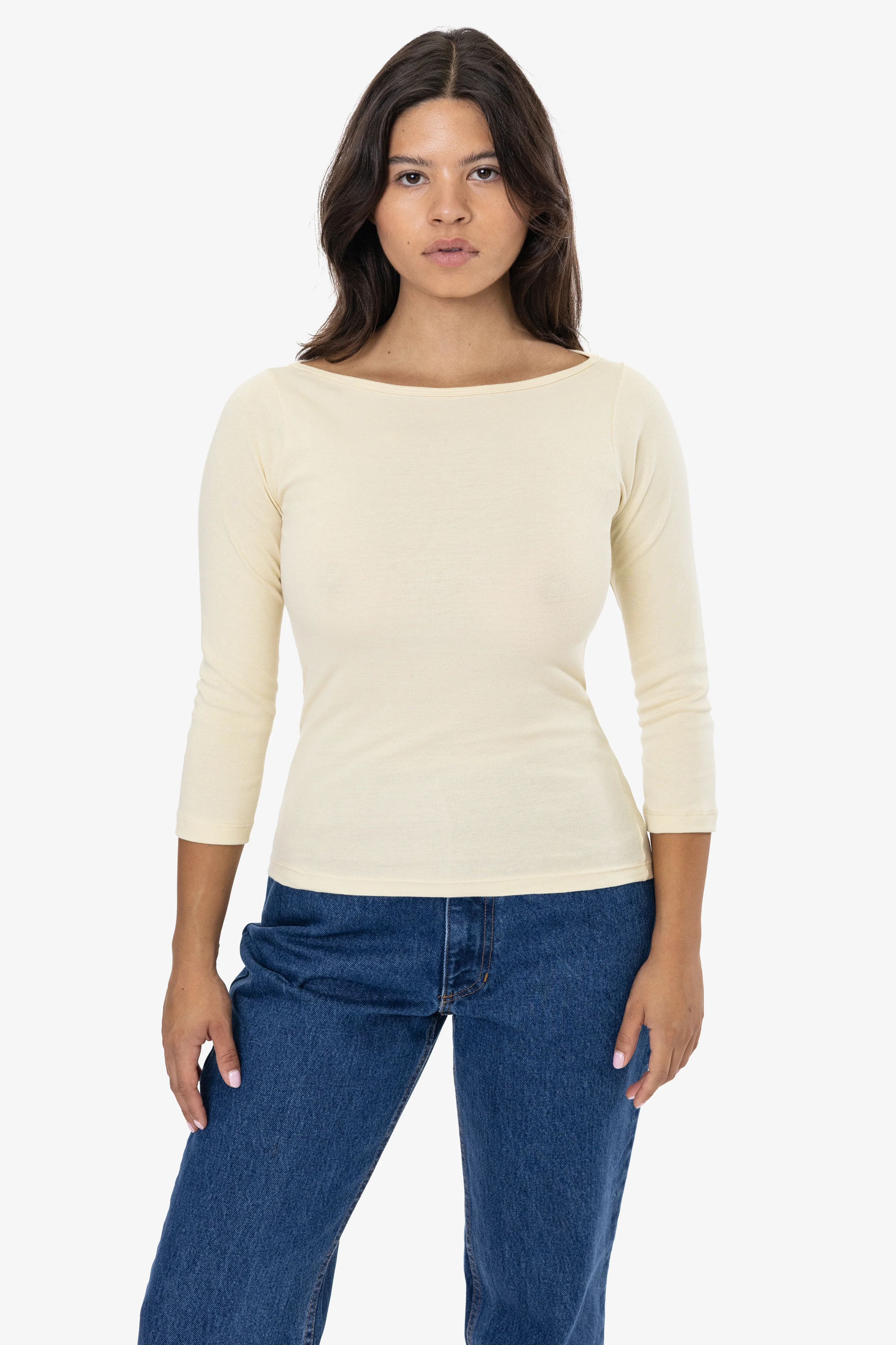 43044 - Baby Rib 3/4 Sleeve Boatneck Top - Image 8