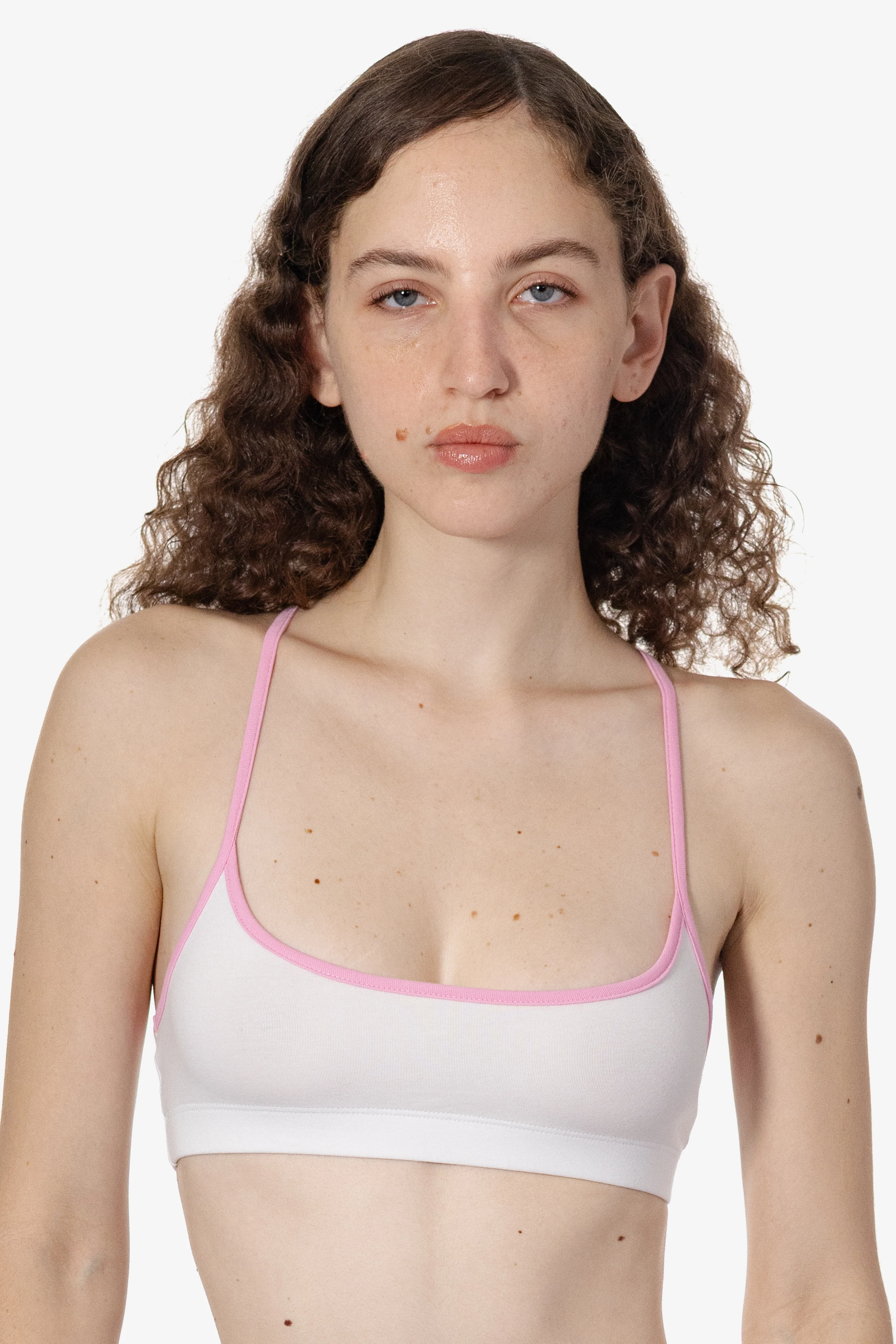 83586 - Cotton Spandex Contrast Racerback Sports Bra - Image 3