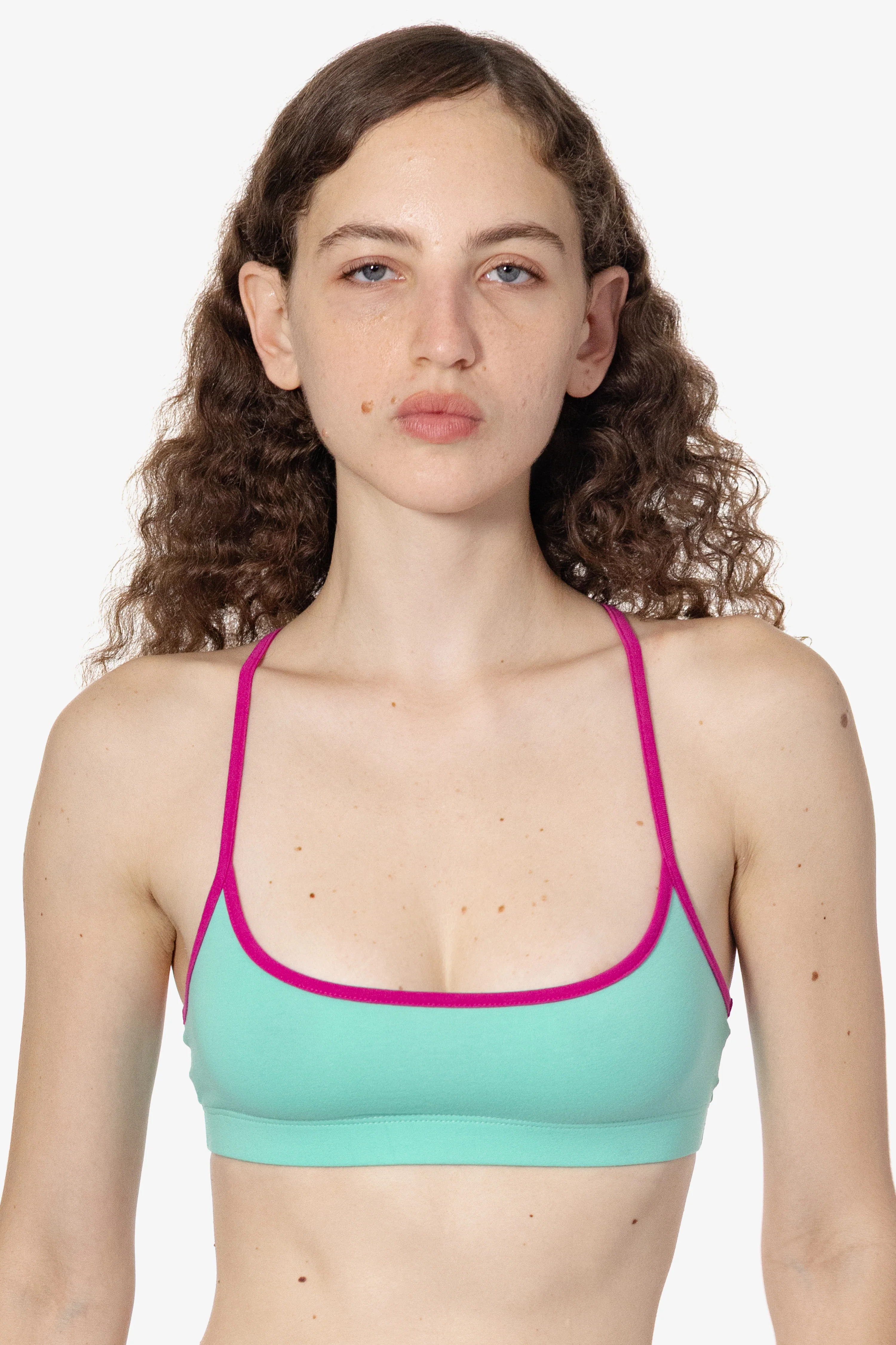 83586 - Cotton Spandex Contrast Racerback Sports Bra - Image 4