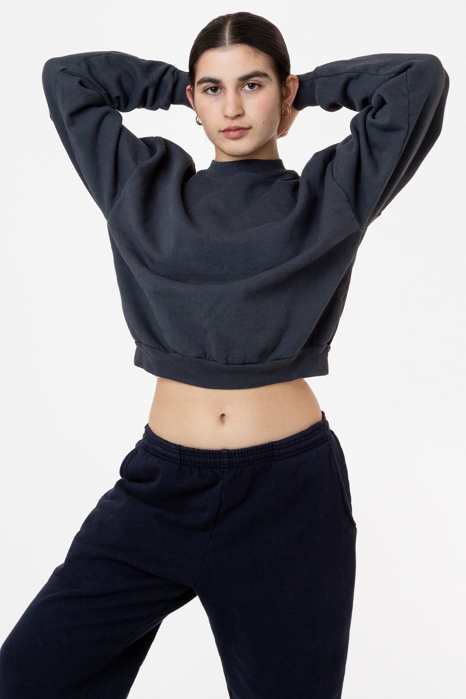HF06 - Heavy Fleece Cropped Mock Neck Pullover (Garment Dye) - Image 25