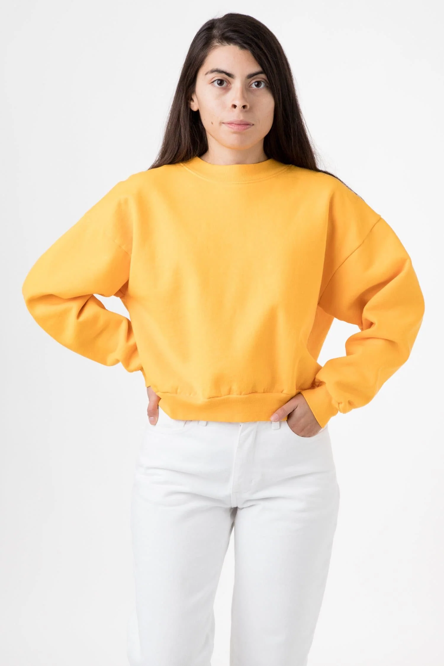 HF06 - Heavy Fleece Cropped Mock Neck Pullover (Garment Dye) - Image 28