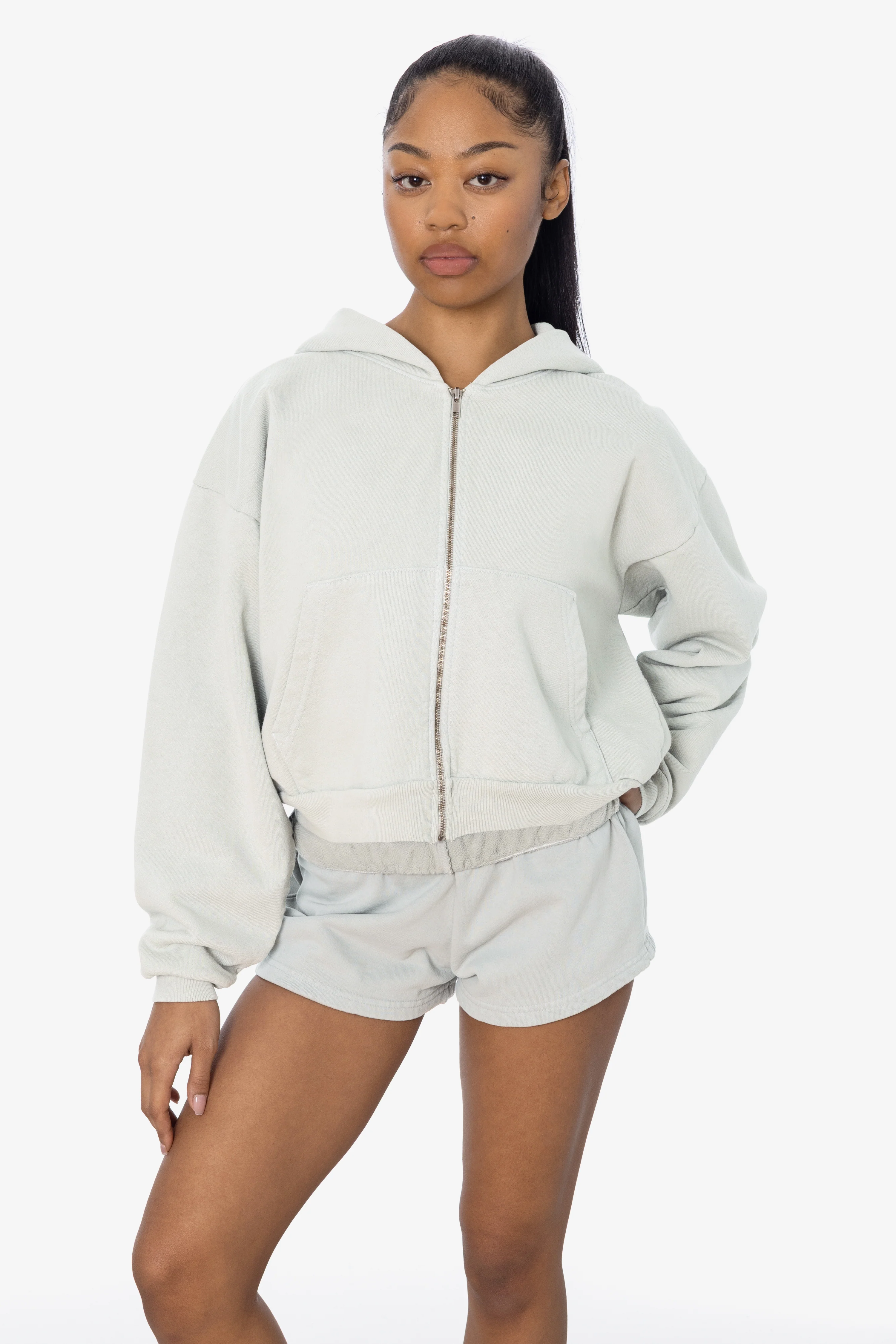 HF16 - Heavy Fleece Cropped Zip-Up Hoodie (Garment Dye) - Image 11