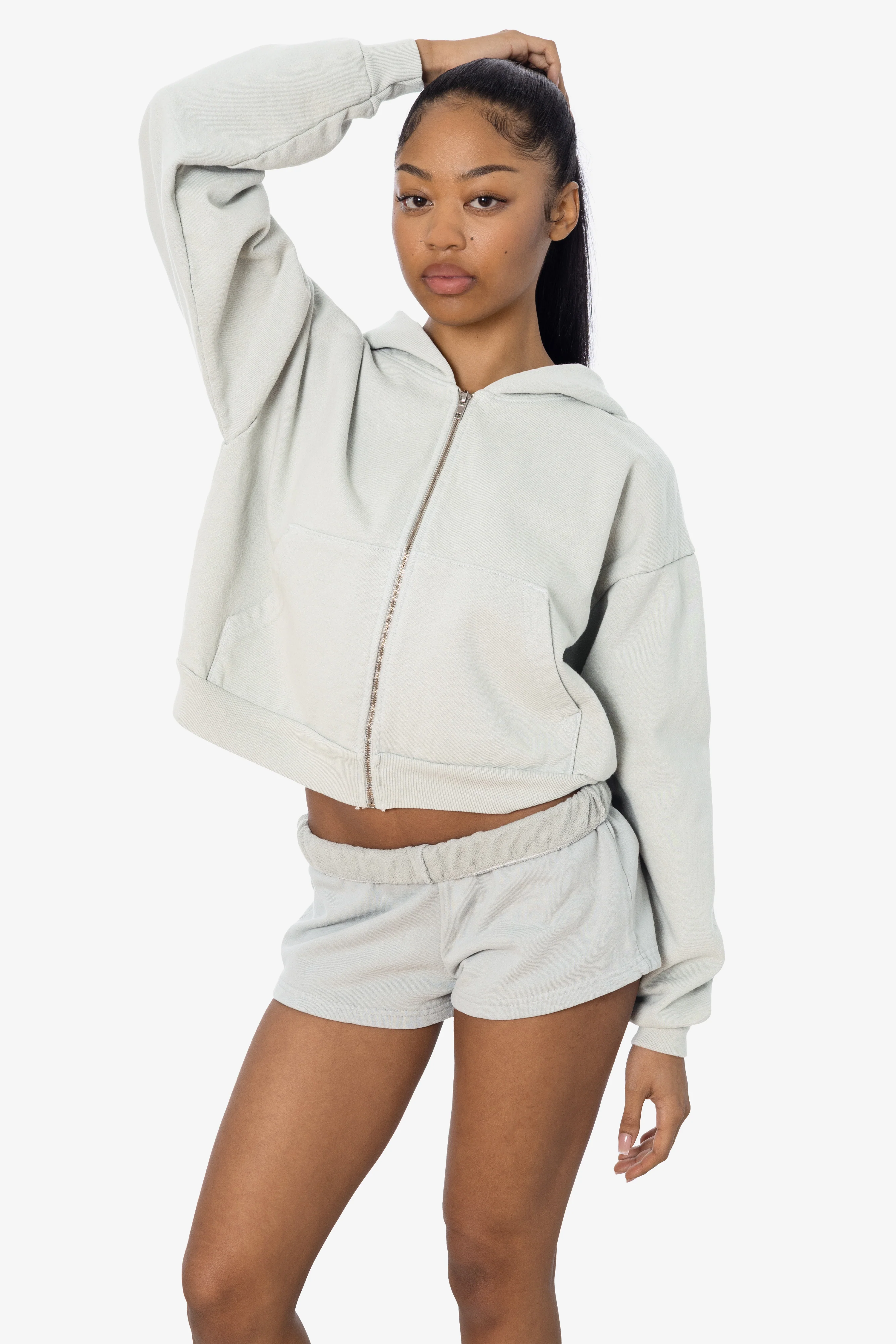 HF16 - Heavy Fleece Cropped Zip-Up Hoodie (Garment Dye) - Image 12