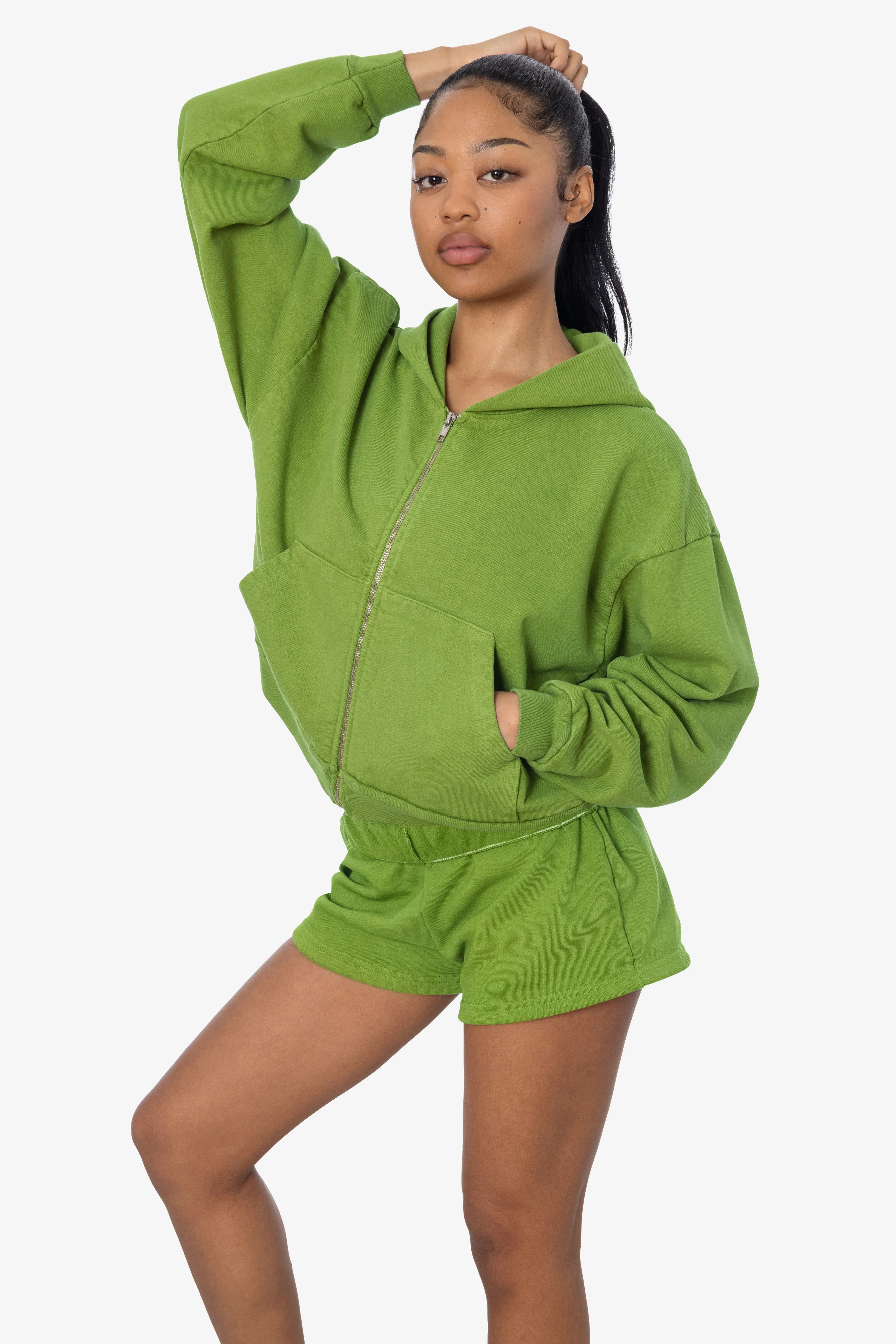 HF16 - Heavy Fleece Cropped Zip-Up Hoodie (Garment Dye) - Image 15