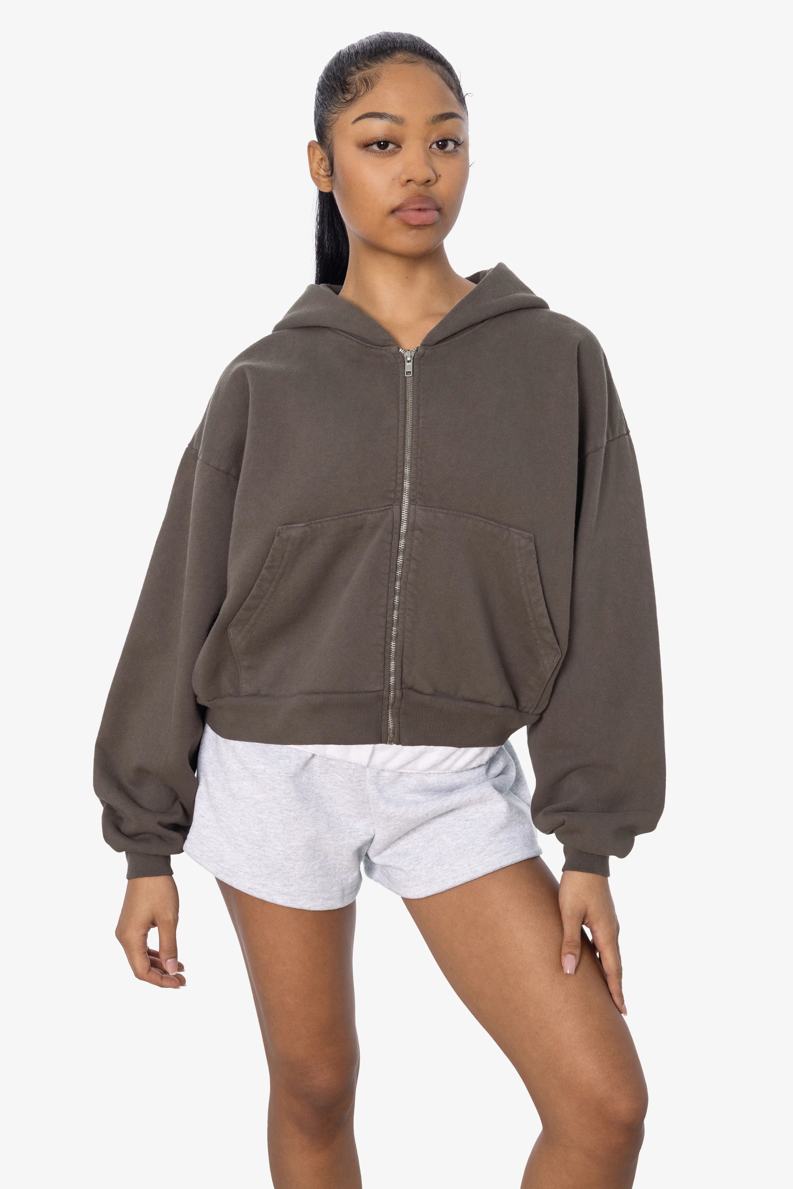 HF16 - Heavy Fleece Cropped Zip-Up Hoodie (Garment Dye) - Image 22