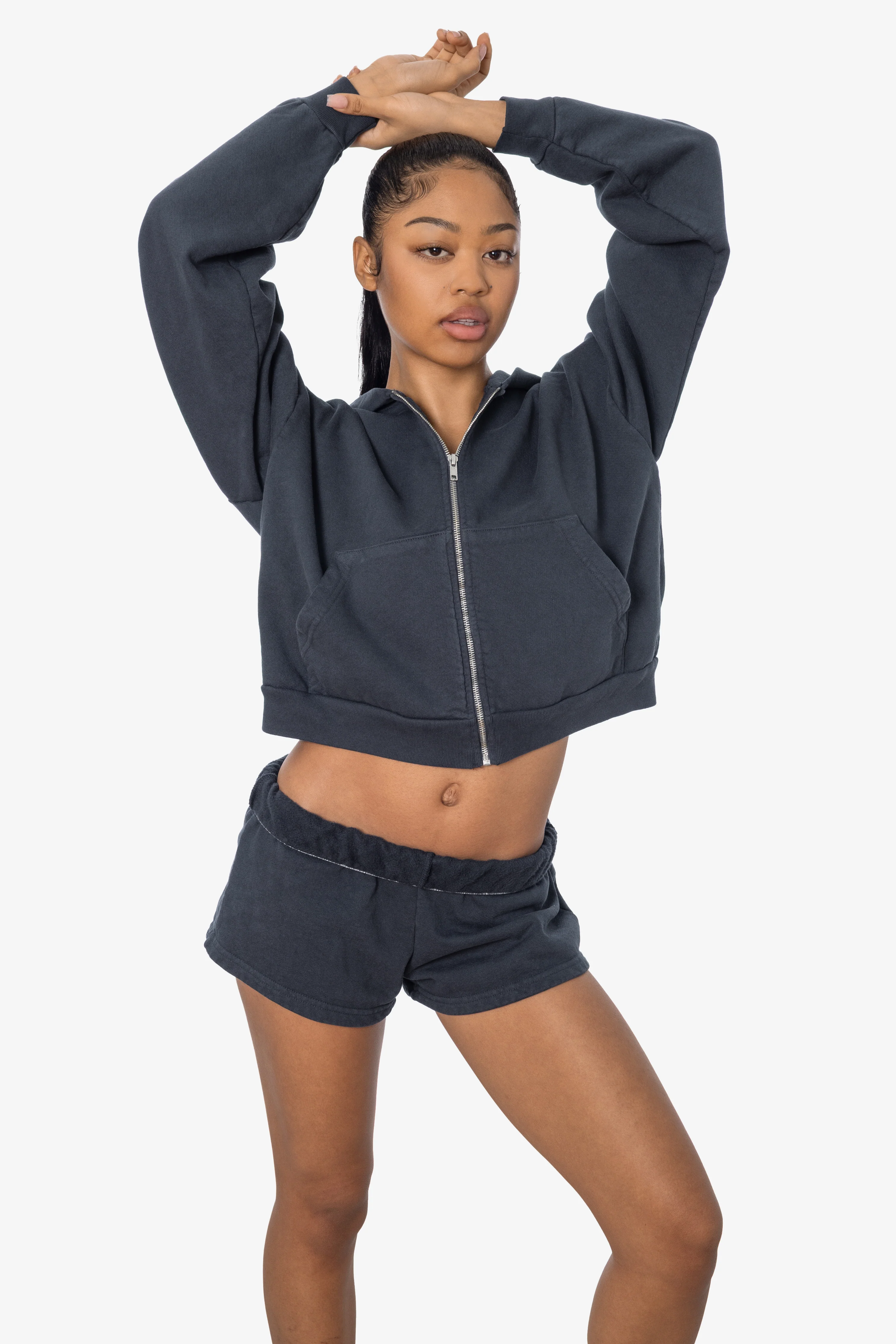 HF16 - Heavy Fleece Cropped Zip-Up Hoodie (Garment Dye) - Image 26