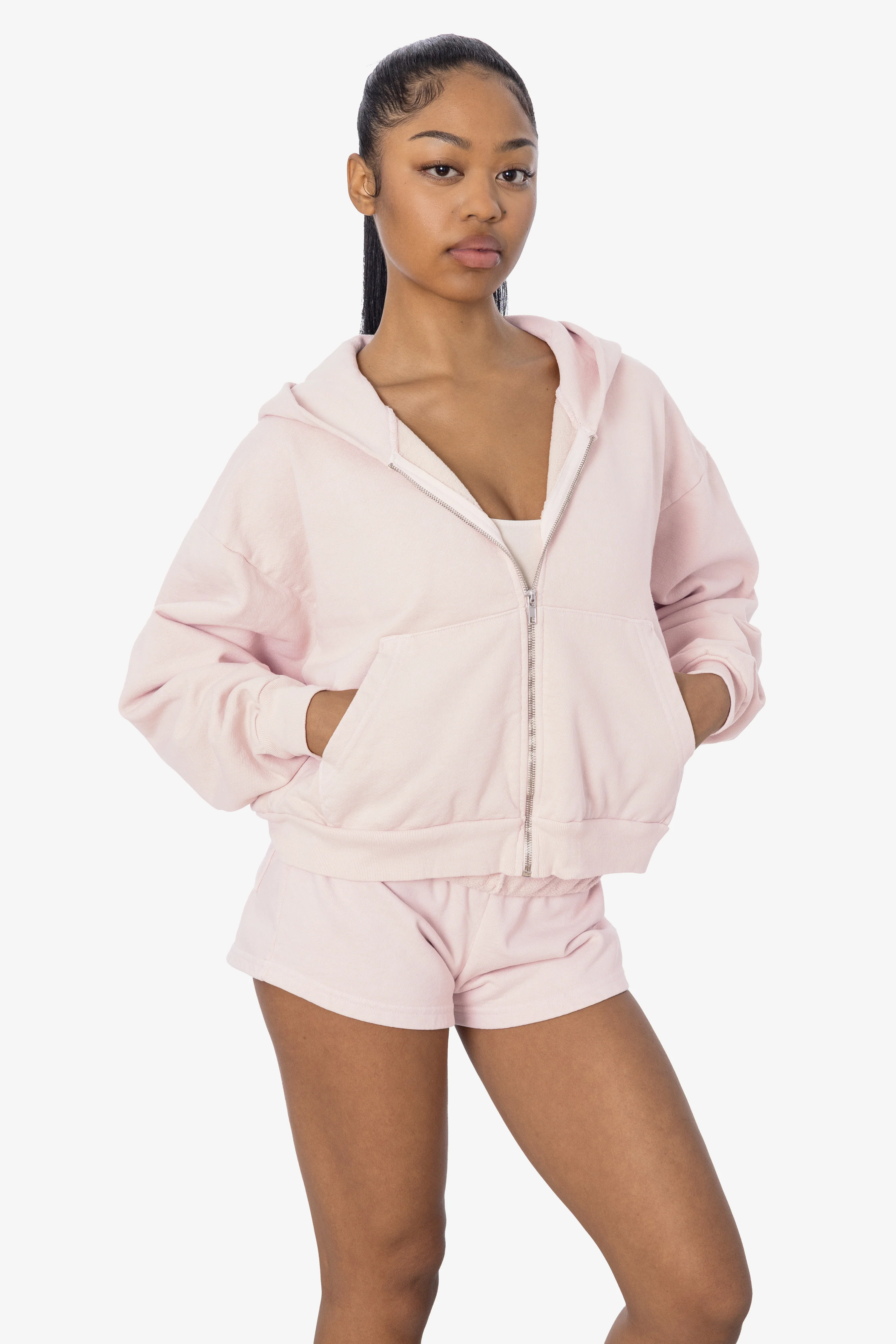 HF16 - Heavy Fleece Cropped Zip-Up Hoodie (Garment Dye) - Image 41