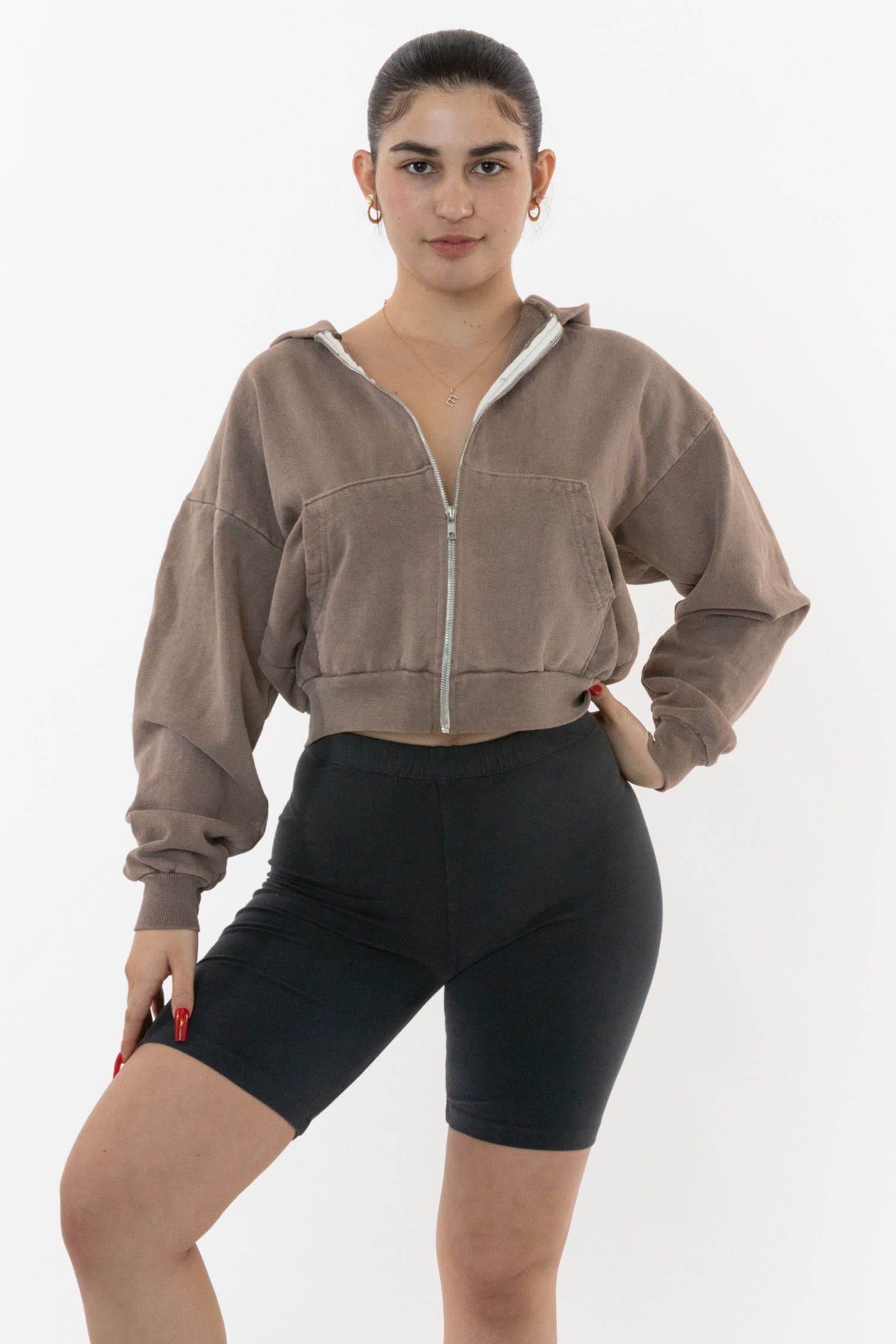 HF16 - Heavy Fleece Cropped Zip-Up Hoodie (Garment Dye) - Image 65