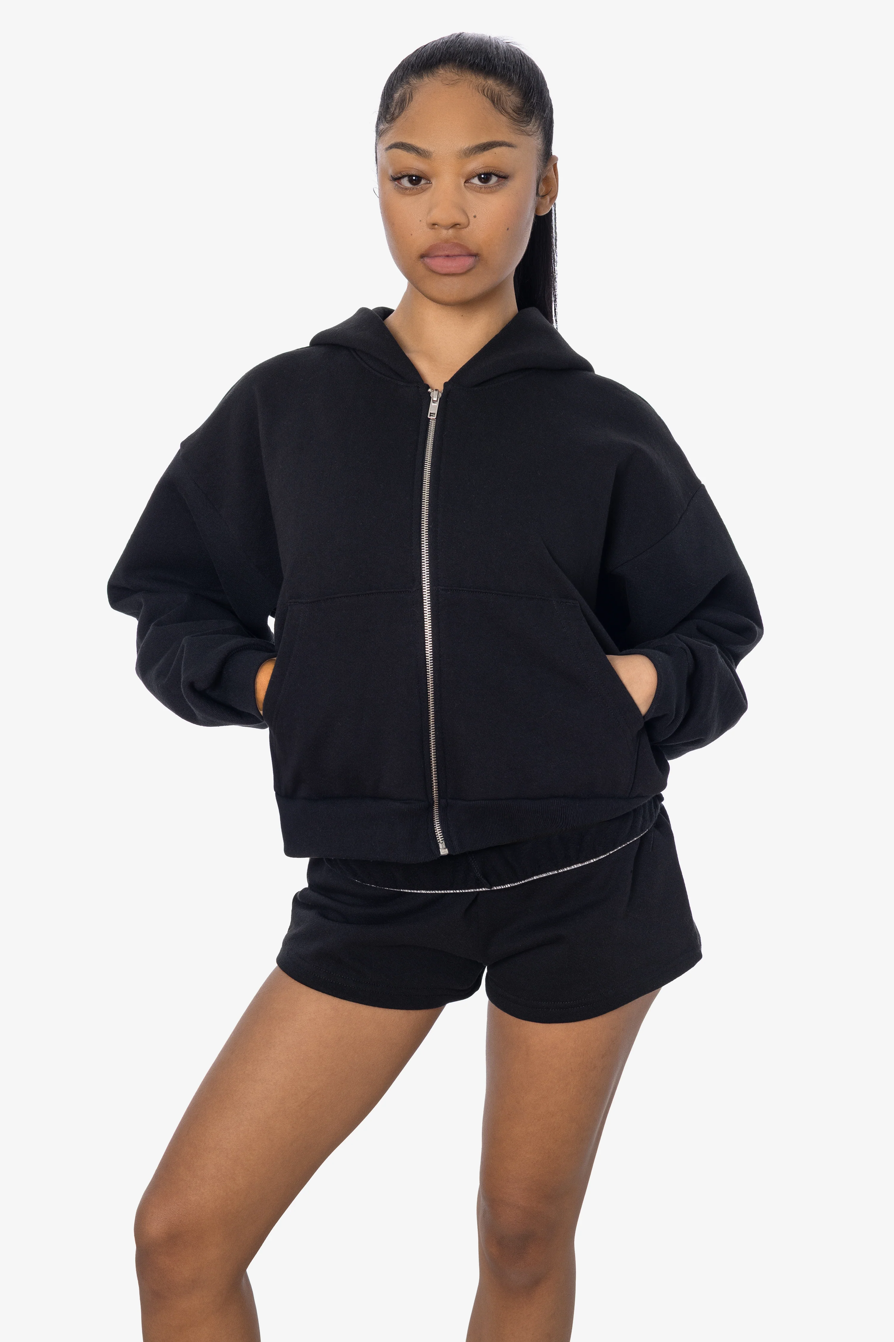 HF16 - Heavy Fleece Cropped Zip-Up Hoodie (Garment Dye) - Image 9