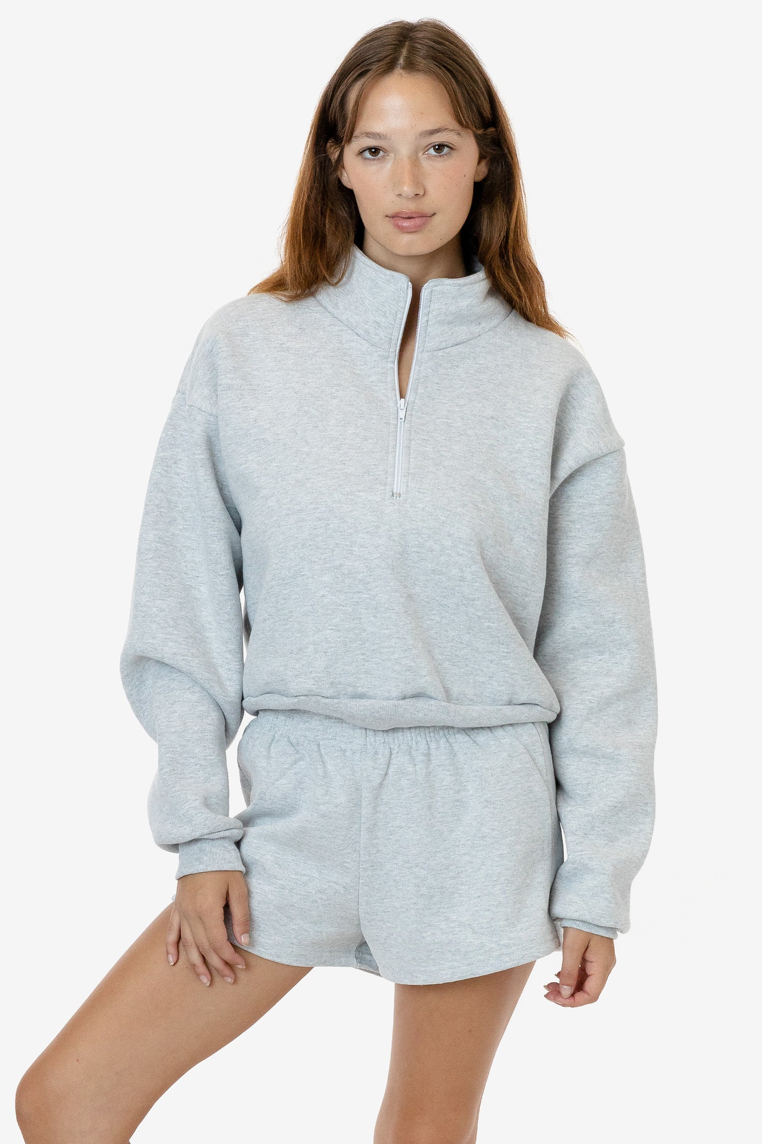 HF326 - Heavy Fleece Cropped Half Zip Pullover (Piece Dye) - Image 2